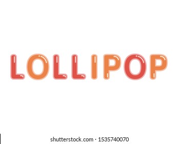 Lollipop word text with glossy shiny varnish effect and flares vector title isolated on white background for design 