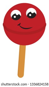 Lollipop wrapped in colorful wrap paper vector illustration on white background.