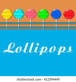 Lollipops background. Sweet colorful candies. Vector illustration