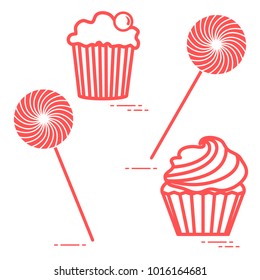 Lollipops and cakes. Design for banner and print.