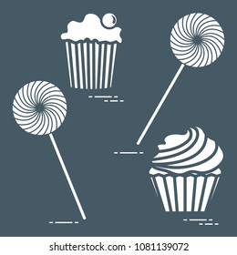 Lollipops and cakes. Design for banner and print.