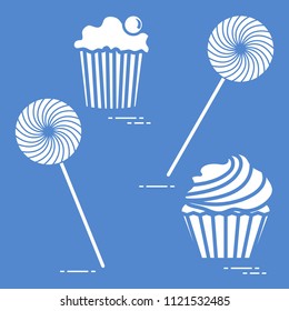 Lollipops and cakes. Design for banner and print.