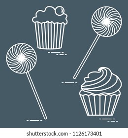 Lollipops and cakes. Design for banner and print.