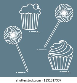 Lollipops and cakes. Design for banner and print.