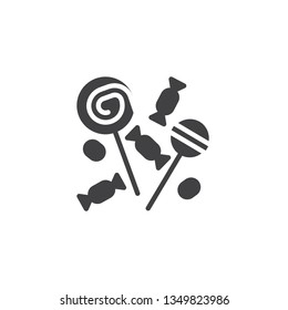 Lollipops candies and sweets vector icon. filled flat sign for mobile concept and web design. Candies dessert glyph icon. Unhealthy food symbol, logo illustration. Pixel perfect vector graphics
