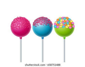 Lollipops candy dessert food background. Vector lollipop object isolated.
