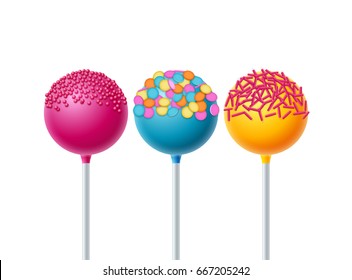 Lollipops candy dessert food background. Vector lollipop object isolated.