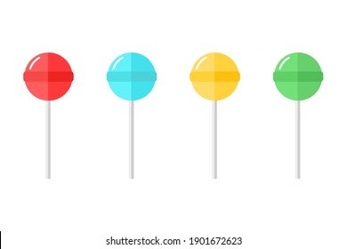 Lollipops candy icon set on white background.