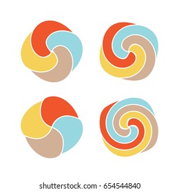 Lollipops colorful vector logo set. Candy simple design top view icons collection.