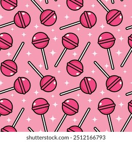 Lollipops cute pattern seamless with sparkles