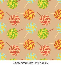 Lollipops flat seamless background