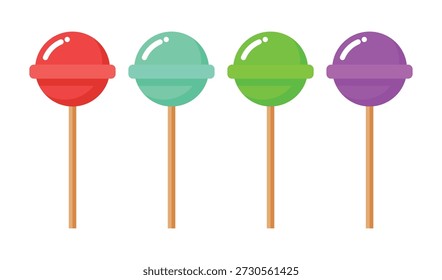 Lollipops flat vector illustration isolated on a clean white background