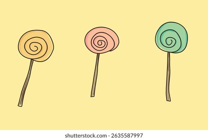 Lollipops hand drawn  illustration set