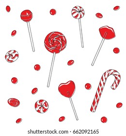 Lollipops hand drawn set. Vector.