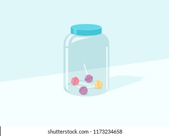 Lollipops in jar. Food illustration. Vector flat illustration. Isolated.