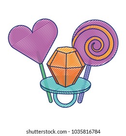 lollipops and ring diamond cartoon image