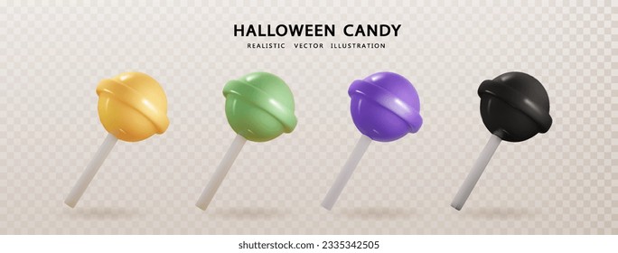 Lollipops estableció un conjunto de vectores de estilo inhalloween aislado. Vector 3d realista