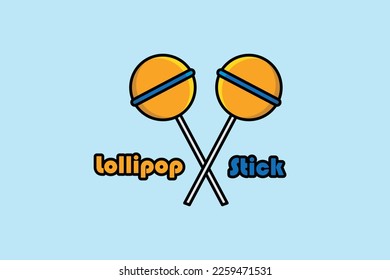 Lollipops Stick Candy vector illustration. Food object icon concept. Round shape candies on stick vector design with shadow isolated on blue background. Colorful sweet cute lollipops icon logo.