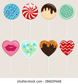 Lollipops. Sweet Candy Set. Vector Illustration