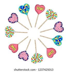 lollipops for Valentine's Day and for the design of cards, packaging, advertising and other food products