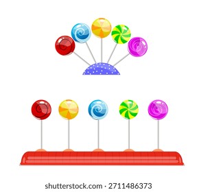 Design Vetorial Lollipops, Ilustração Colorida Lollipops, Palitos Pop, Cores, Arte Vetorial
