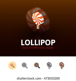 Lollipot color icon, vector symbol in flat, outline and isometric style isolated on blur background