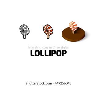 Lollipot icon, vector symbol in flat, outline and isometric style