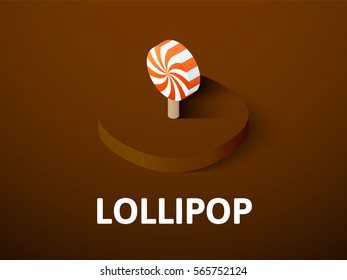 Lollipot icon, vector symbol in flat isometric style isolated on color background