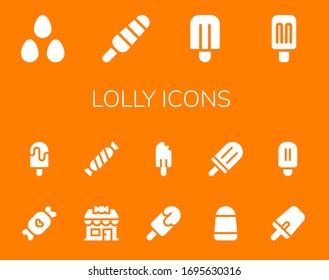 lolly icon set. 14 filled lolly icons.  Simple modern icons such as: Candies, Popsicle, Candy, Candy shop