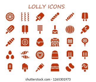  lolly icon set. 30 filled lolly icons. Simple modern icons about  - Candy, Popsicle, Stick candy, Cake pop, Candy shop, Candies