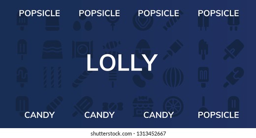 lolly icon set. 32 filled lolly icons. on blue background style Collection Of - Popsicle, Candy, Candies, Stick candy, Candy shop, Cake pop