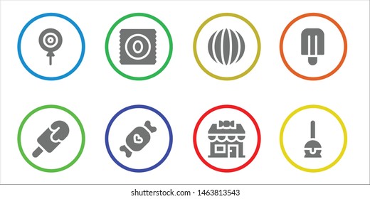 lolly icon set. 8 filled lolly icons.  Simple modern icons about  - Candy, Popsicle, Candy shop, Cake pop