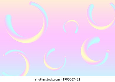 Lolly pop 3d shapes background vector illustration. Cotton candy pink blue and gold abstract shapes. Sweet cream texture.
