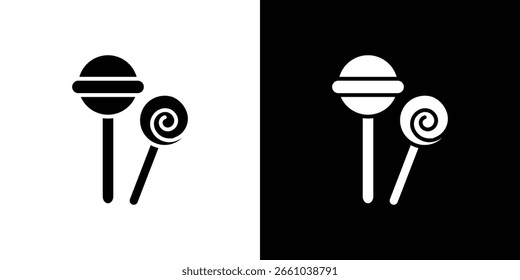 Icono de Lollypop en versión plana sobre fondo blanco y negro