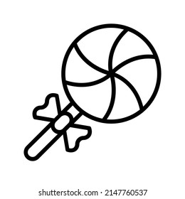 Lollypop Icon. Line Art Style Design Isolated On White Background