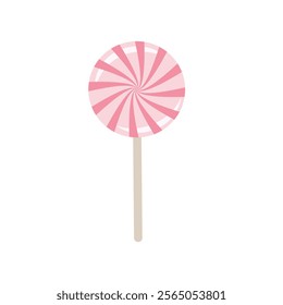 Lollypop illustration. Pink candy. Hard candy. Strawberry lollypop. Strawberry flavor candy.