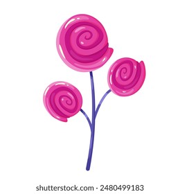 Lollypop-Zauberpflanze mit rosa Spirale Zuckerstangen auf Zweigen Vektorillustration