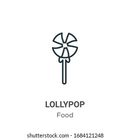 Lollypop-Umriss-Vektorillustration-Symbol. Dünne schwarze Lollypop-Symbol, einfache flache Vektorillustration-Elementgrafik aus bearbeitbarem Lebensmittelkonzept einzeln auf weißem Hintergrund