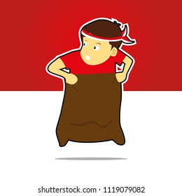 Lomba Balap Karung 17 agustus - translate: Sack Race Competition on 17th August - Indonesian Independence Day