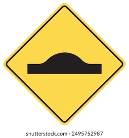 Lombada Translated Speed Bump Road Traffic Sign. Yellow Vector.