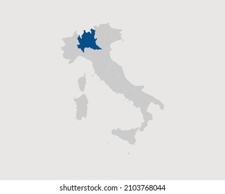 Lombardia Highlighted on Italy Map Eps 10