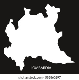 Lombardia Italy Map black inverted silhouette