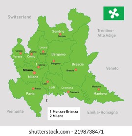 Lombardia map in Italy. Vector illustration