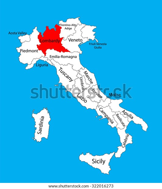 Lombardy Lombardia Province Italy Vector Map Stock Vector Royalty Free