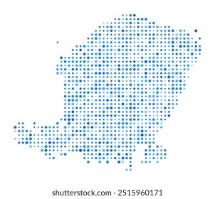 Mapa Lombok Dot. Forma de Estilo Digital Island. Imagem vetorial Lombok. Forma de ilha pontos circulares azuis. Ilustração de vetor vibrante.