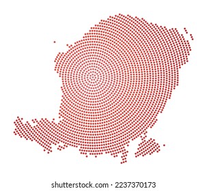 Lombok dotted map. Digital style shape of Lombok. Tech icon of the island with graduated dots. Beautiful vector illustration.