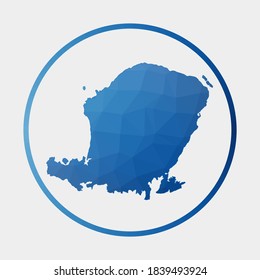 Lombok icon. Polygonal map of the island in a gradient ring. Round low poly Lombok sign. Vector illustration.