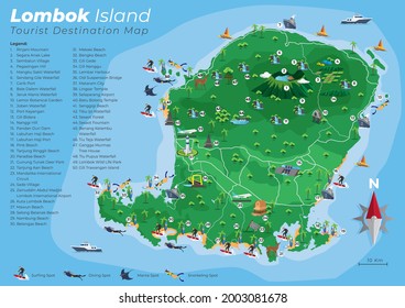 Lombok Island Tourist Destination map