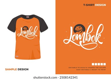 Diseño de camiseta con letras Lombok