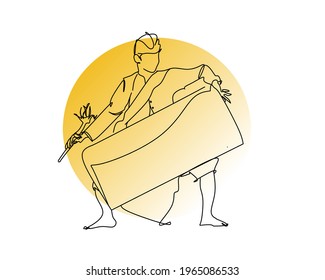 Lombok Music Instrument Called Gendang Beleq line art vector illustration